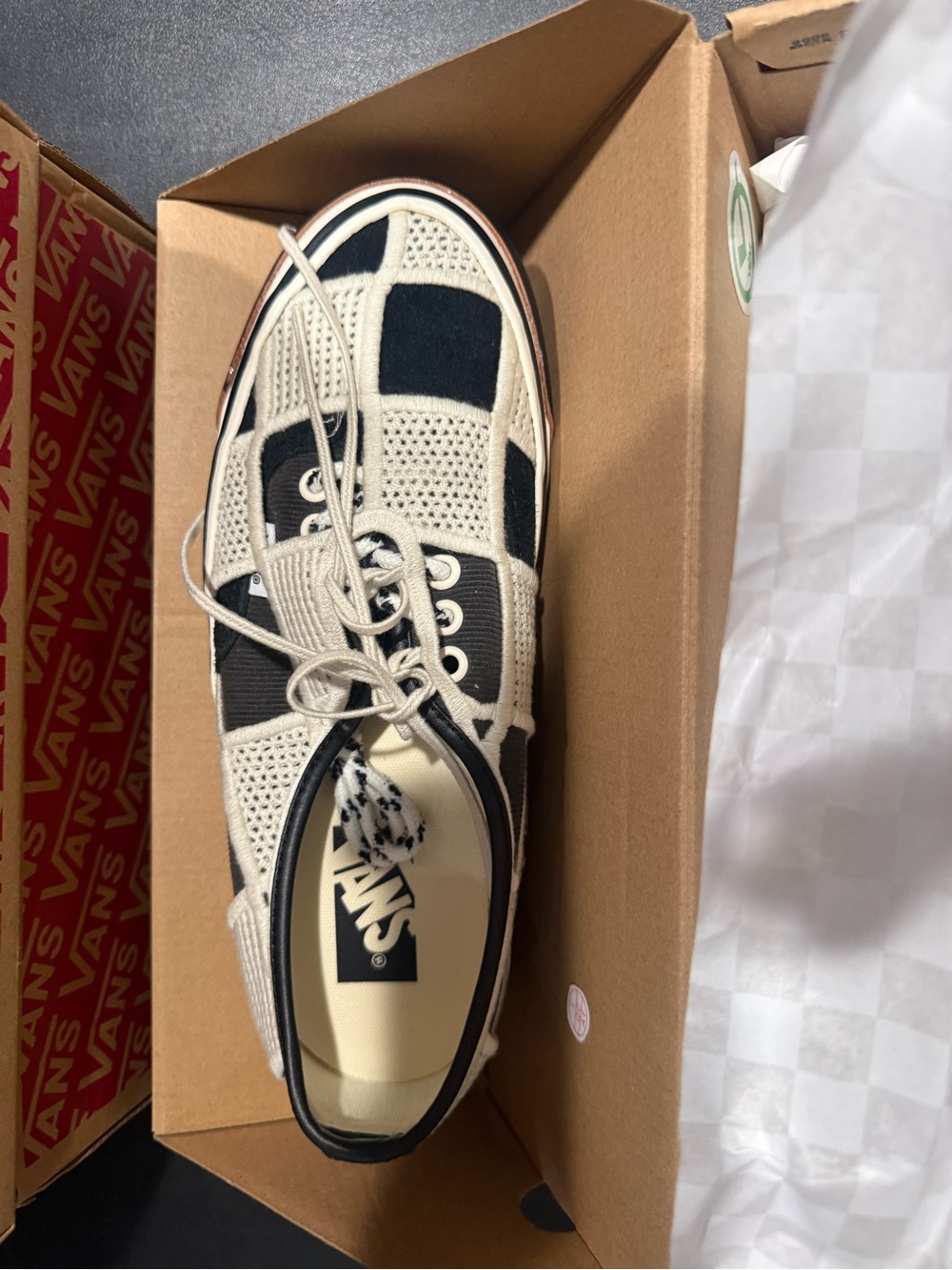 Vans Checkerboard Knit Lace-Up Sneakers - Black & Cream